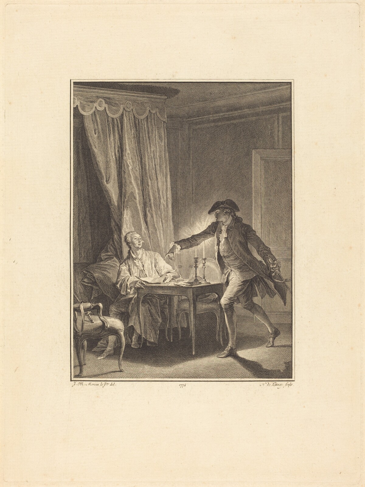 Ah! Jeune homme à ton bienfaiteur by Nicolas Delaunay after Jean-Michel Moreau