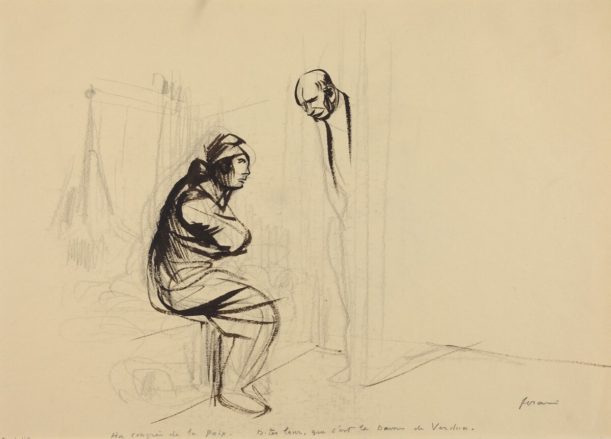 a) Au congres de la Paix (recto); b) Untitled (verso) by Jean-Louis Forain