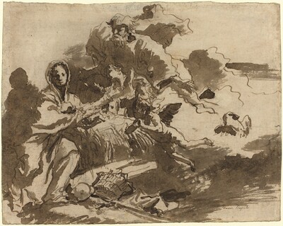God the Father and Angels Adoring the Madonna and Child [recto]