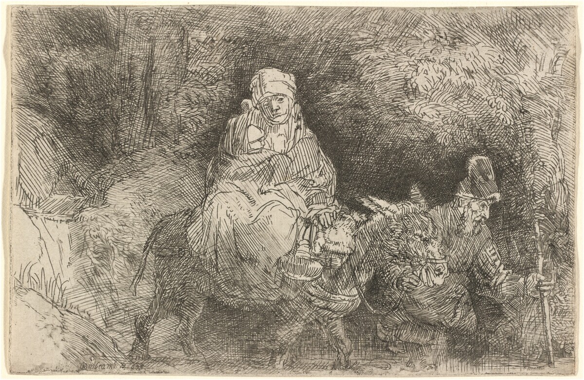 The Flight into Egypt: Crossing a Brook by Rembrandt van Rijn