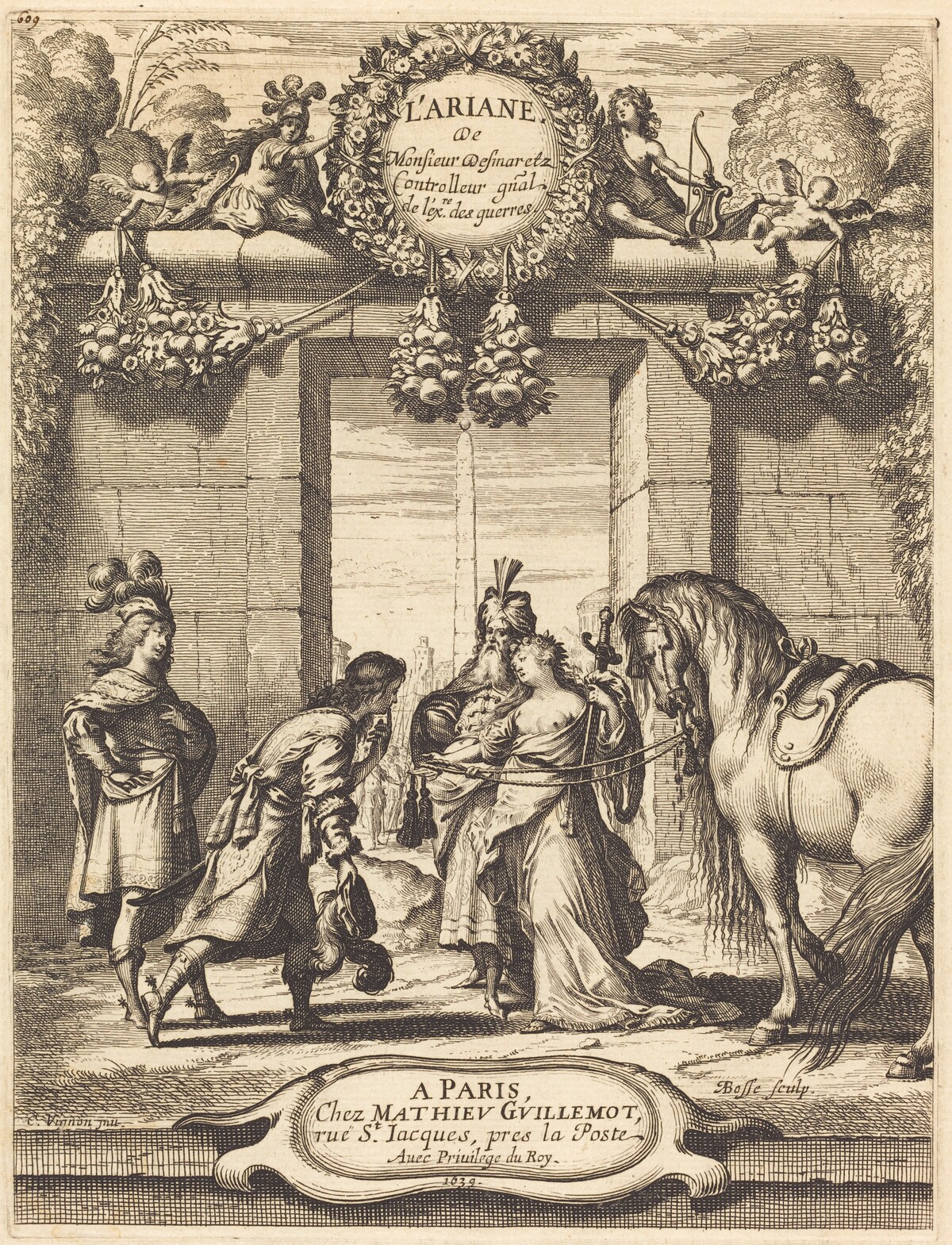 Title Page to Jean Desmarets' "L'Ariane" by Abraham Bosse after Claude Vignon