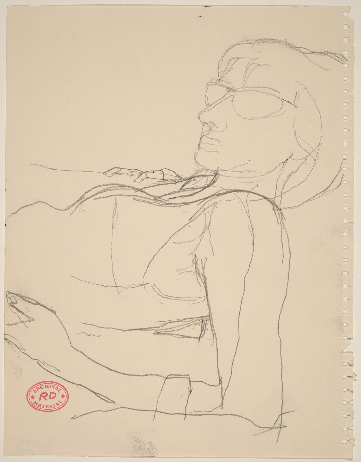 Untitled [woman in glasses leaning back on her elbows] by Richard Diebenkorn