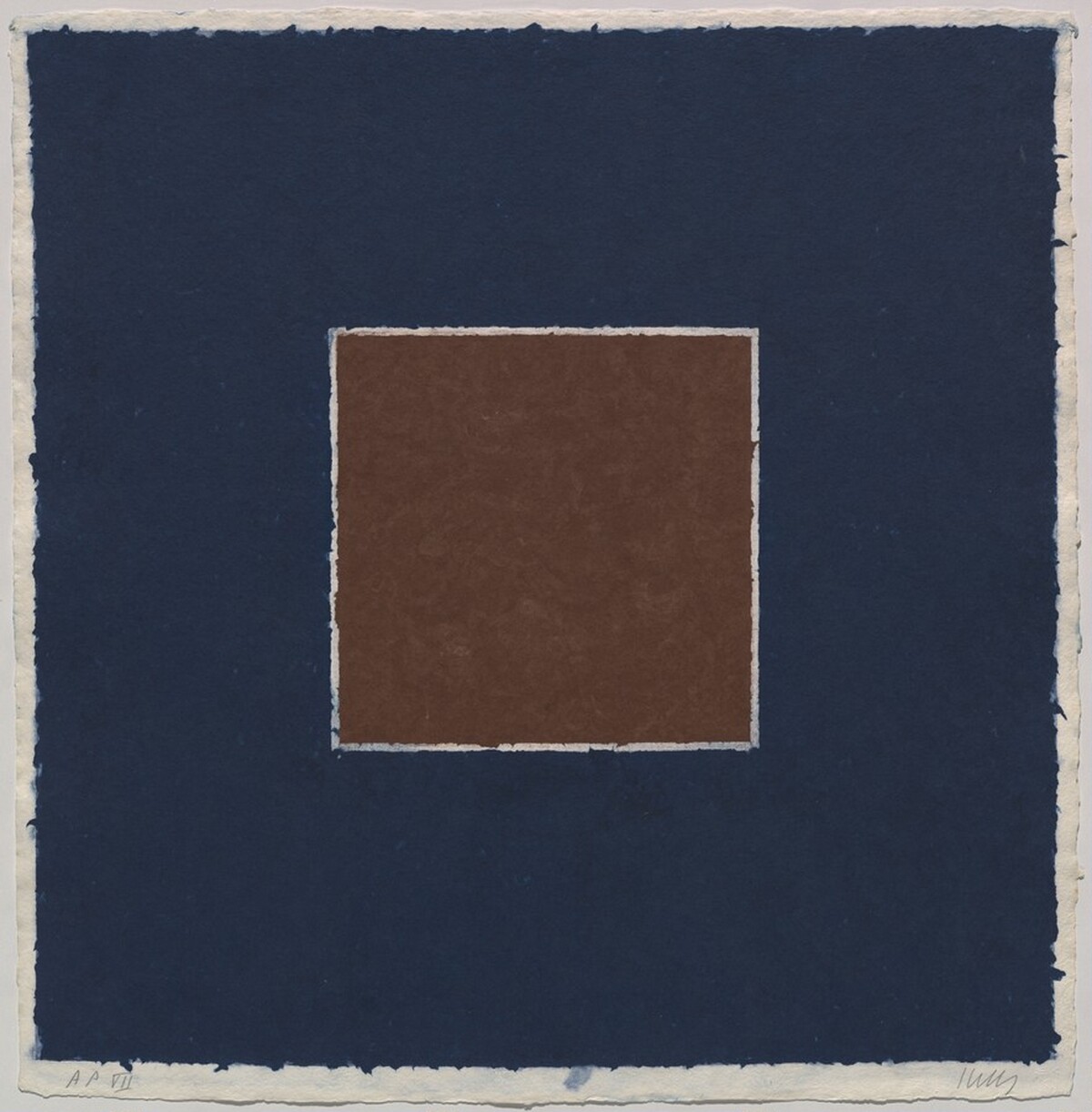 Colored Paper Image XX (Brown Square with Blue) by Ellsworth Kelly