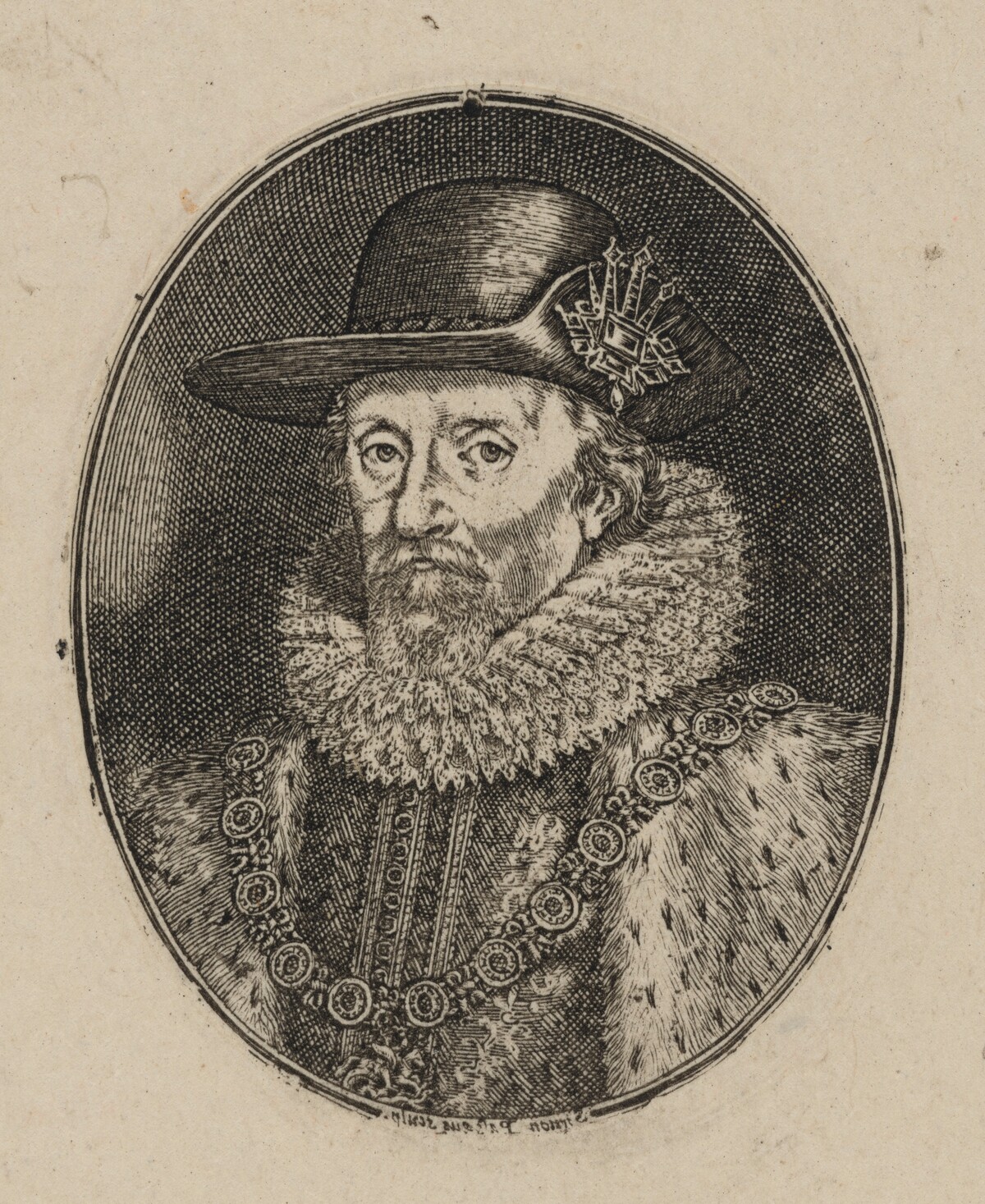James I, King of England [top half] by Simon de Passe