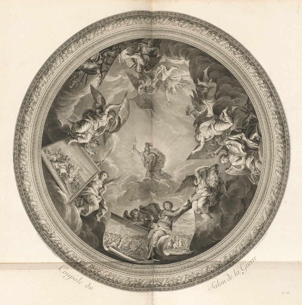 Coupole du Salon de la Guerre (Cupola of the Salon of War) [pl. 35] by Jean-Baptiste Massé (designer) and engravers Simon Francois Ravenet I and Johann Martin Preissler after Charles Le Brun