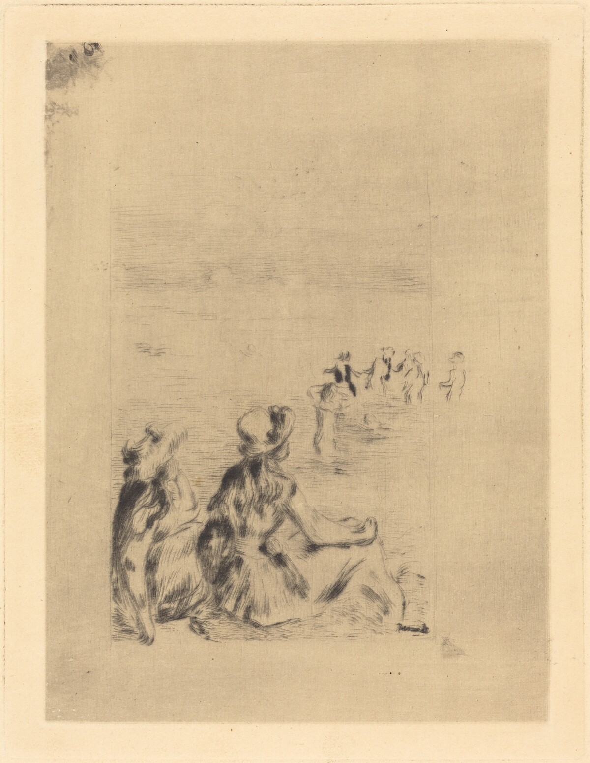 On the Beach - At Berneval (Sur la plage - a Berneval) by Auguste Renoir