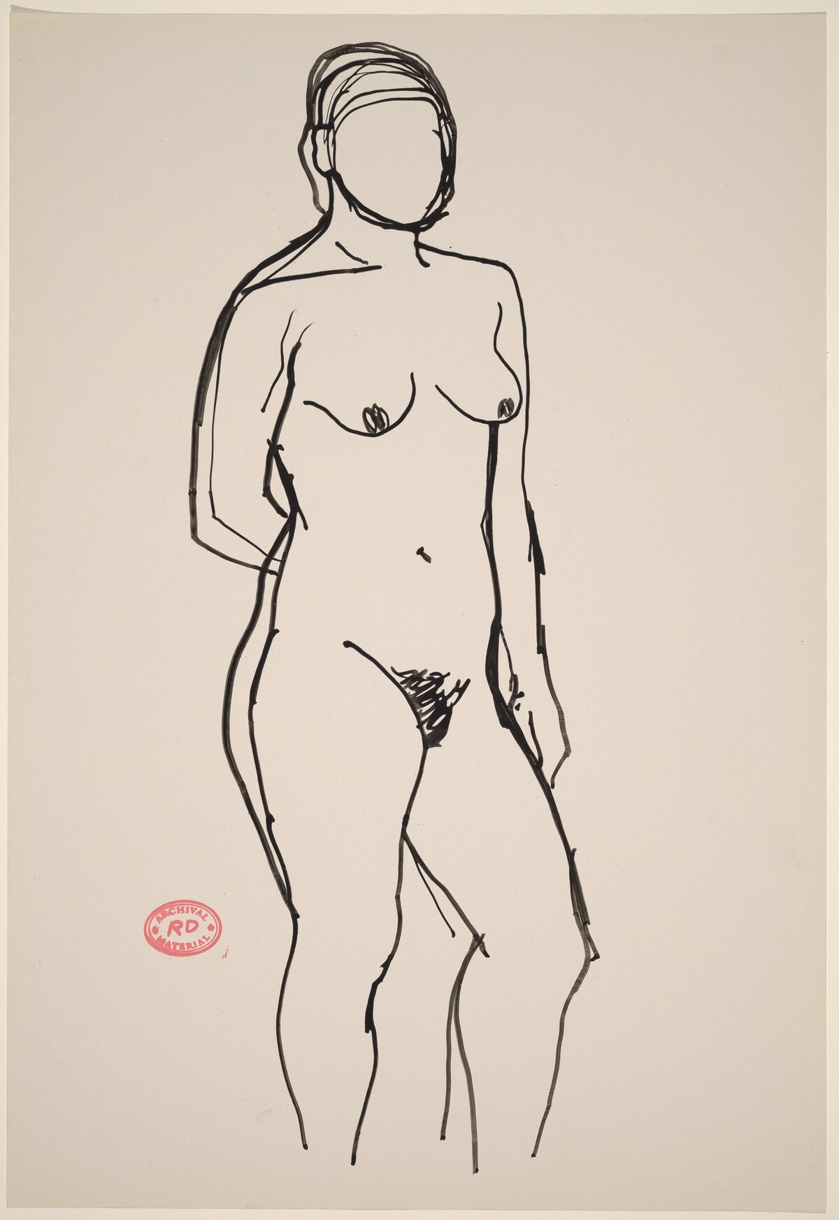 Untitled [standing nude with her right arm behind her back] by Richard Diebenkorn