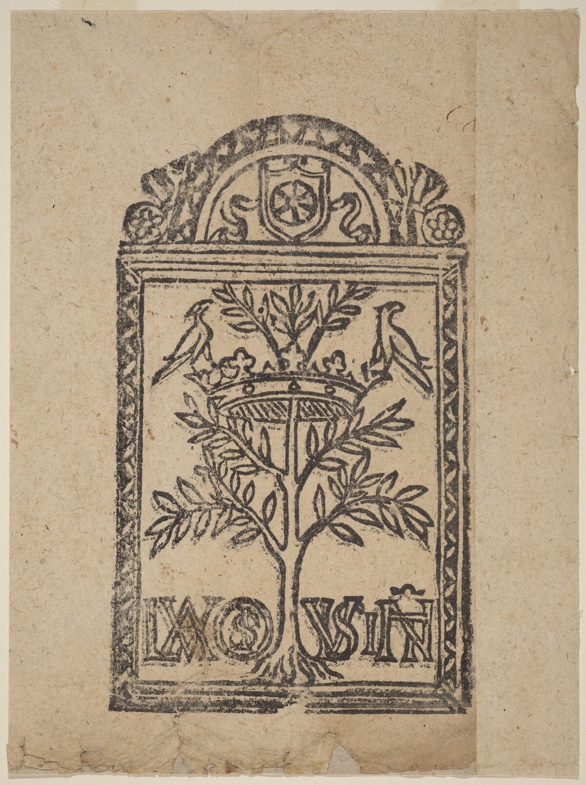 Tree with Crown and Two Birds by Italian 16th Century