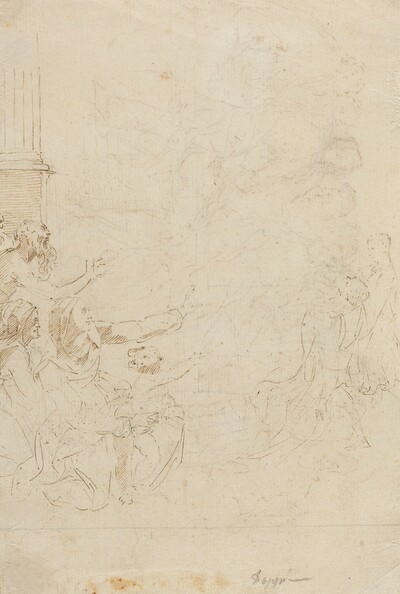 Seven Figures Witnessing an Ascension [verso]