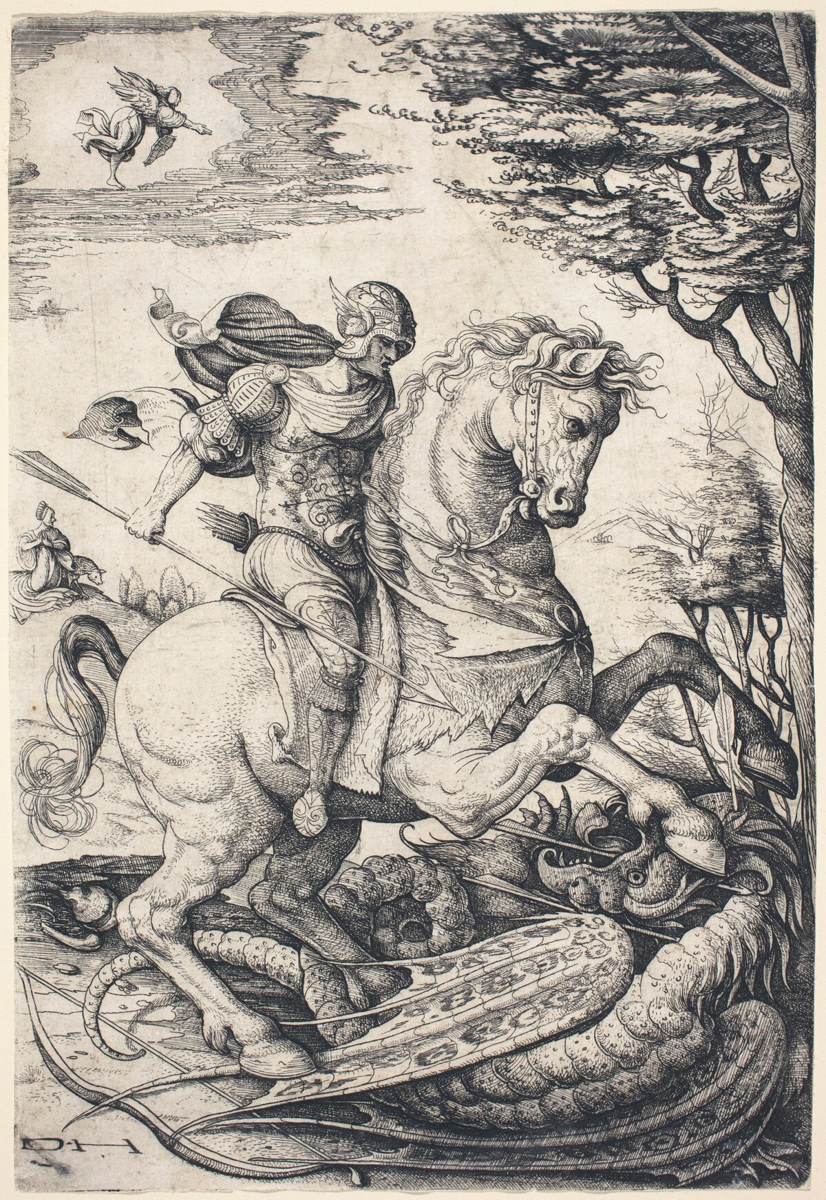 Saint George on Horseback Slaying the Dragon by Daniel Hopfer