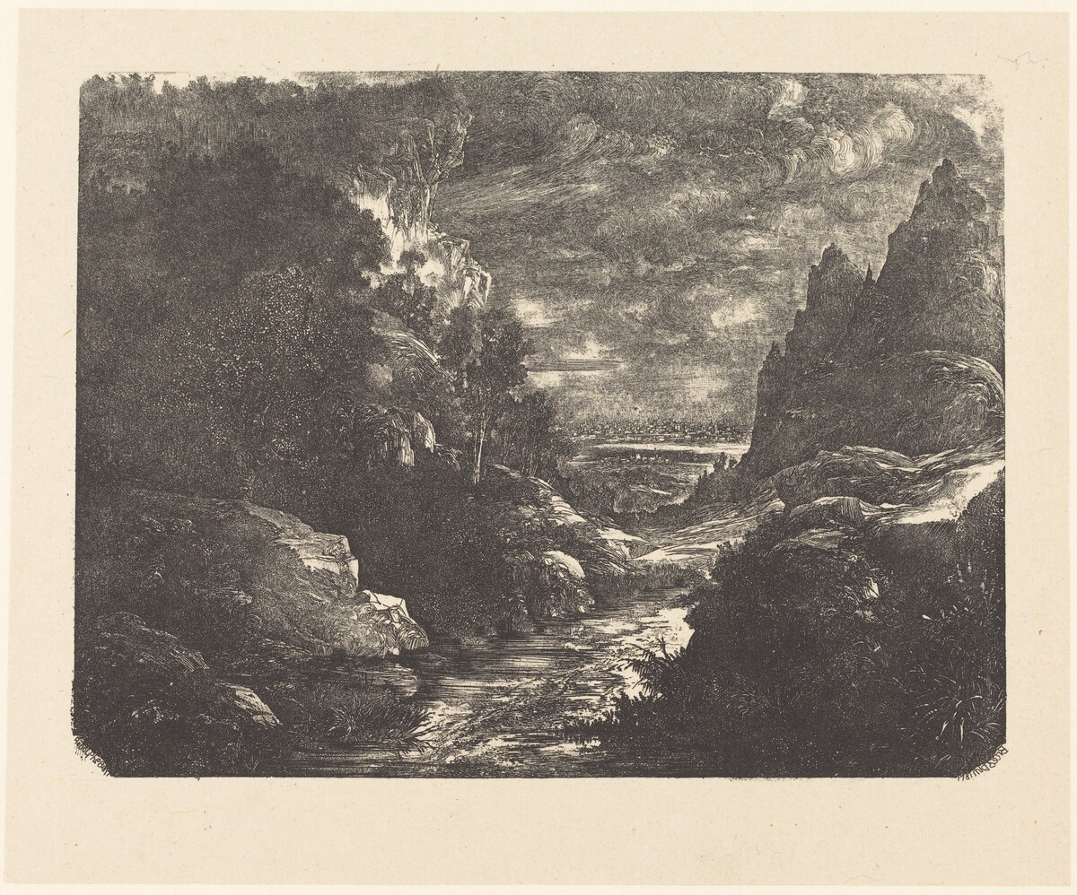 The Stream in the Gorge by Rodolphe Bresdin