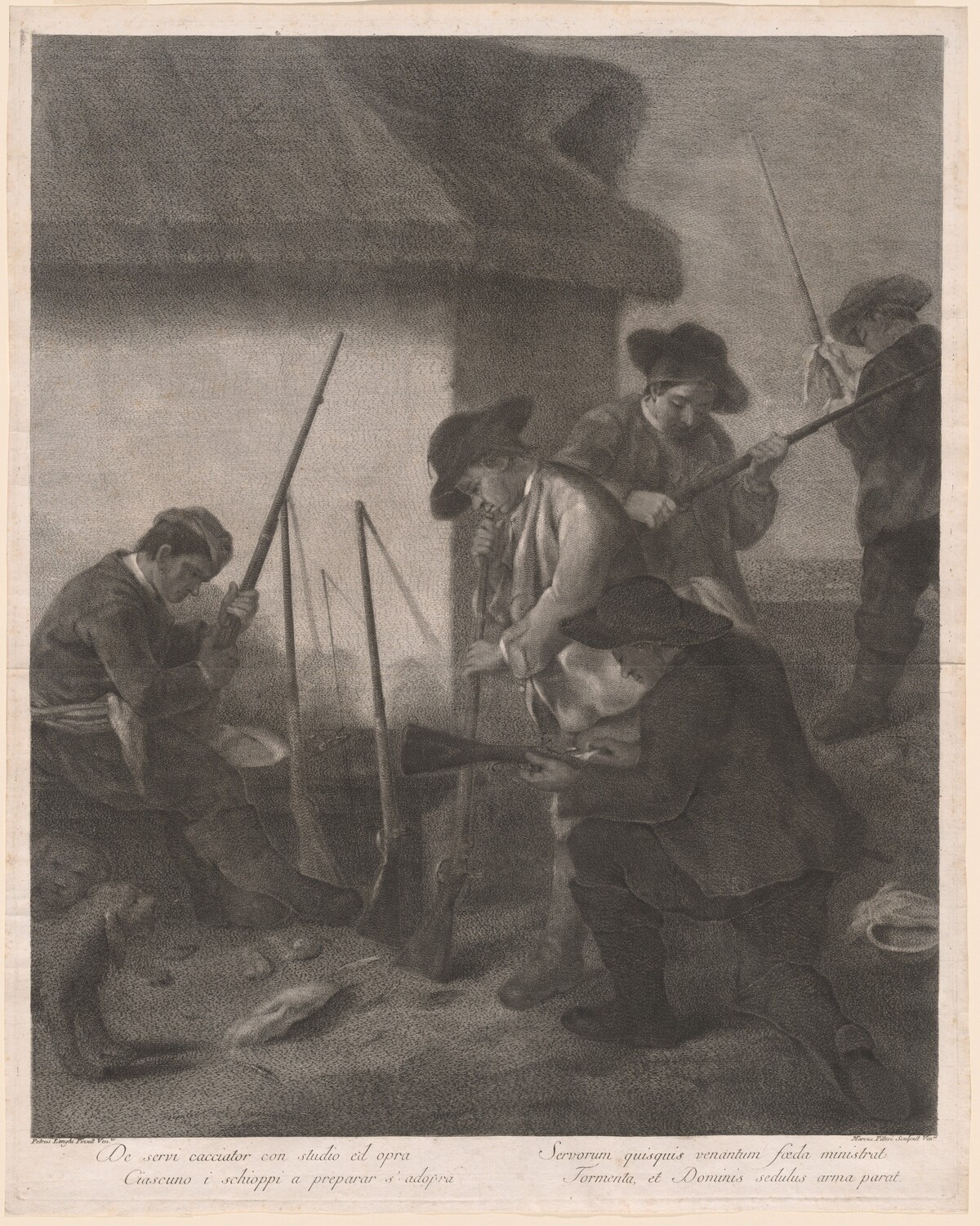 De Servi Cacciator... (Servants Preparing the Guns for the Hunt) by Marco Alvise Pitteri after Pietro Longhi