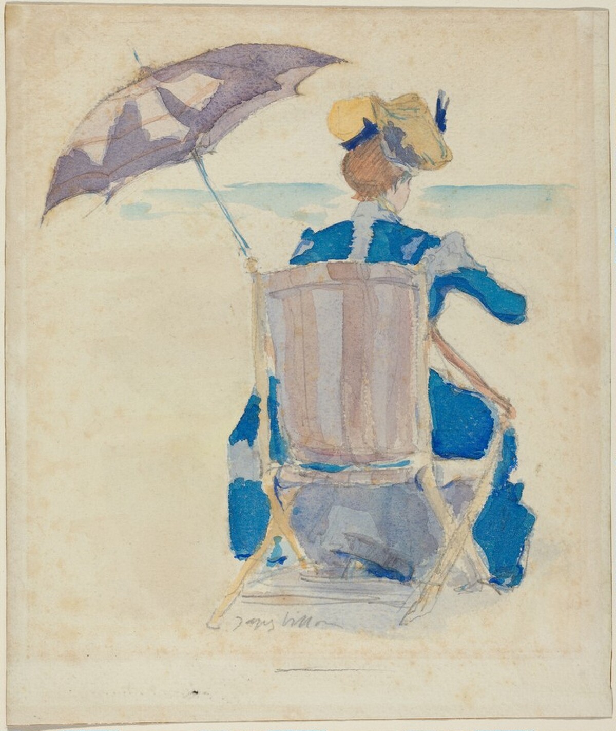 Woman in Blue at the Beach by Jacques Villon