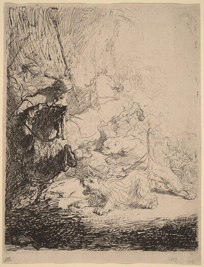 The Small Lion Hunt (with Two Lions)