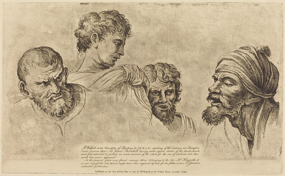 Four Heads from the Raphael Cartoons at Hampton Court by William Hogarth