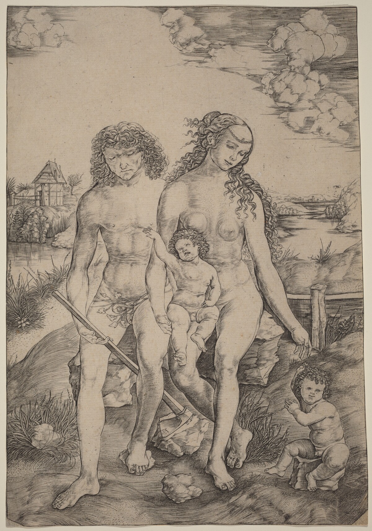 Adam and Eve with the Infants Cain and Abel by Cristofano Robetta