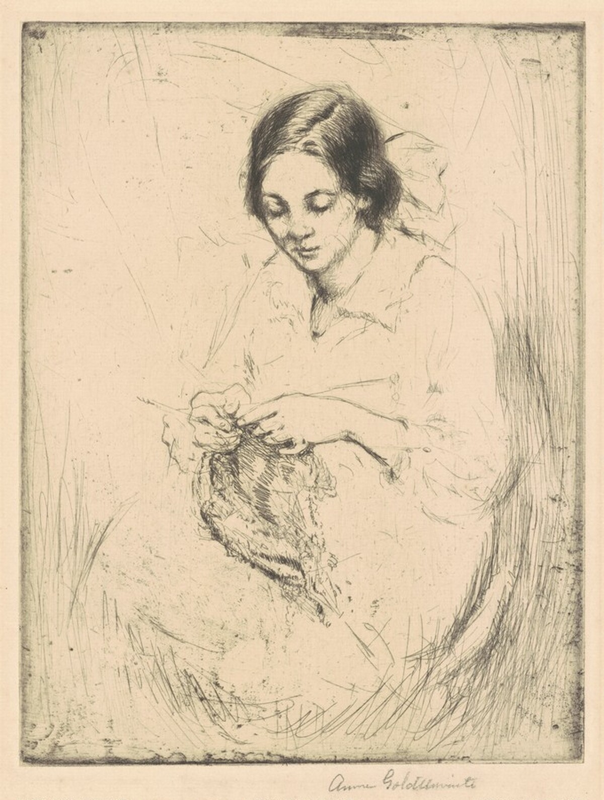 Knitting by Anne Goldthwaite