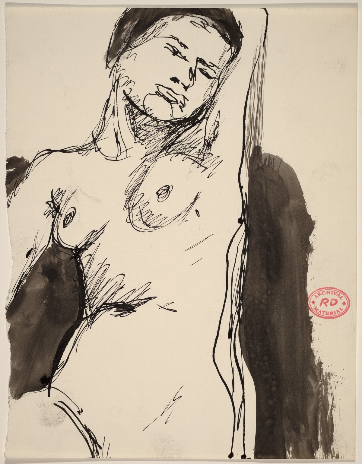 Untitled [nude with her right arm raised] by Richard Diebenkorn