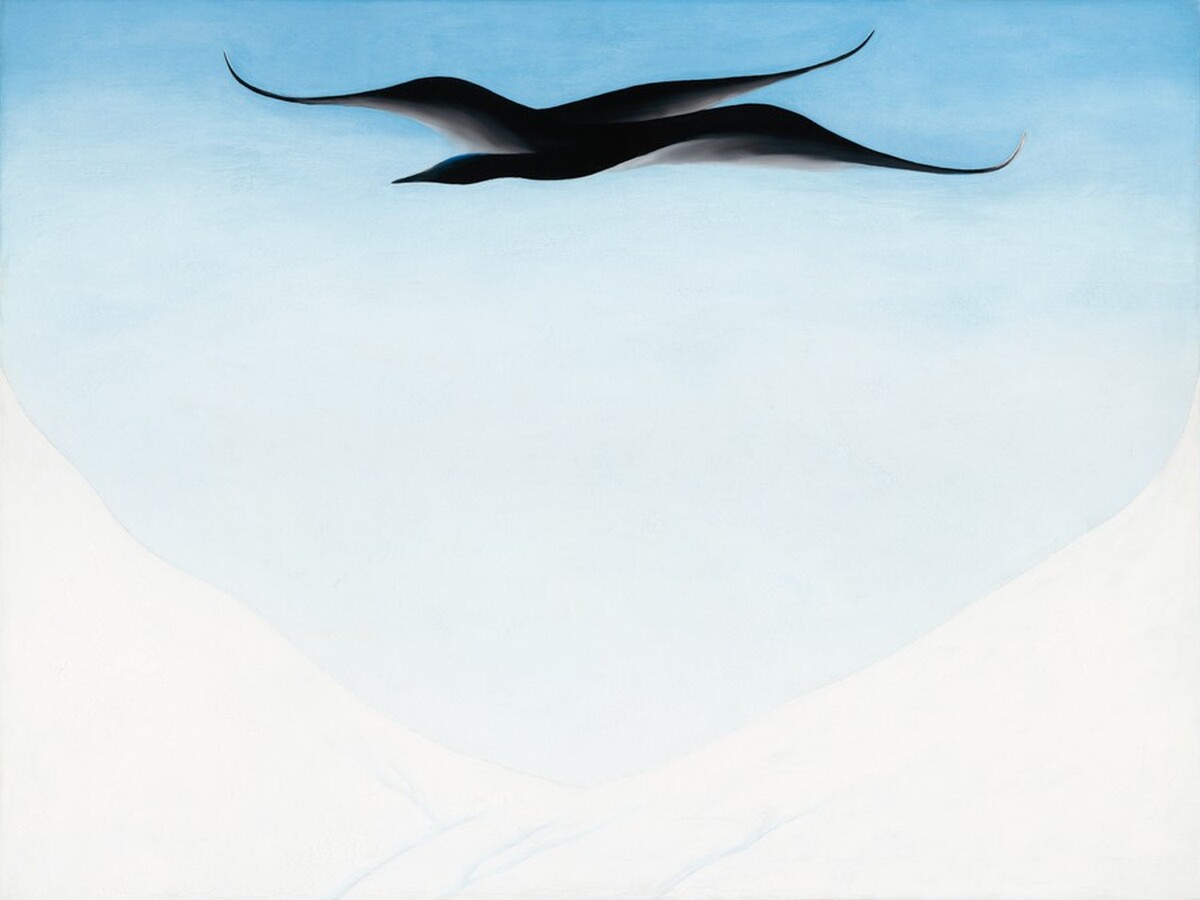 A Black Bird with Snow-Covered Red Hills by Georgia O'Keeffe