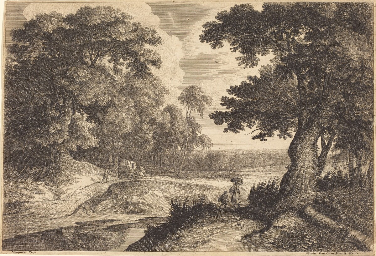 Edge of a Wood with Peasants Going to Market by Jean Morin, after Jacques Fouquières