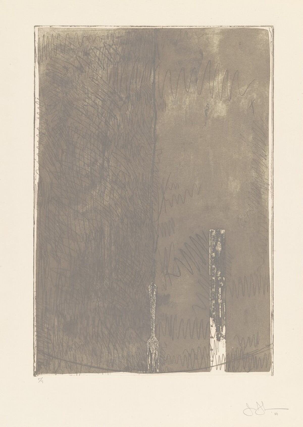 Untitled, Second State (Ruler and Fork) by Jasper Johns