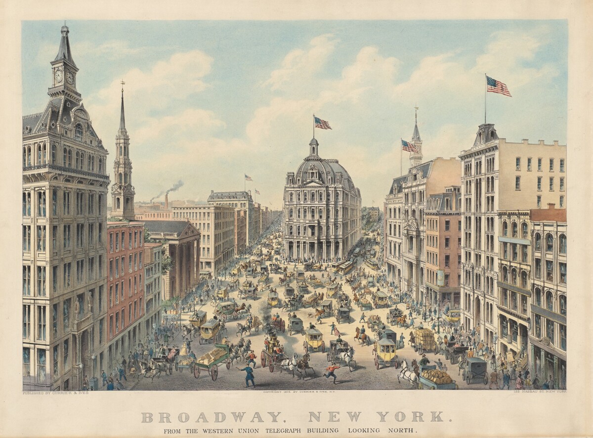 Broadway, New York: From the Western Union Telegraph Building Looking North by Currier and Ives