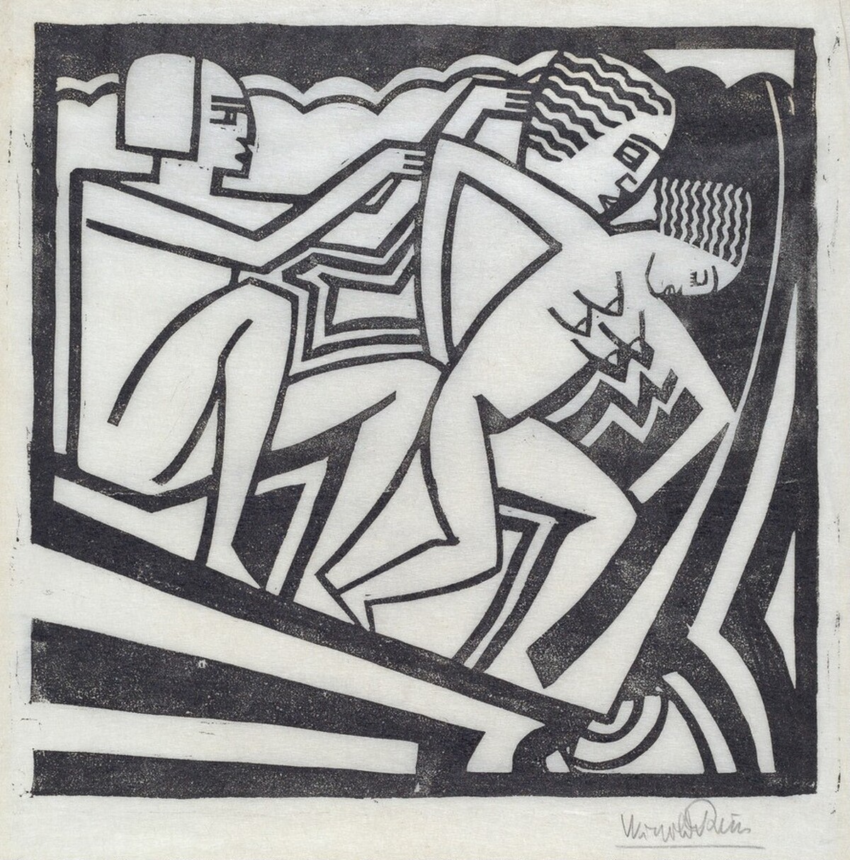 Untitled (Two Figures in an Incline) by Fritz Winold Reiss