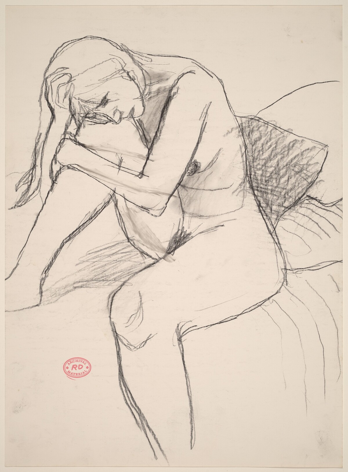 Untitled [female nude seated on a bed] by Richard Diebenkorn