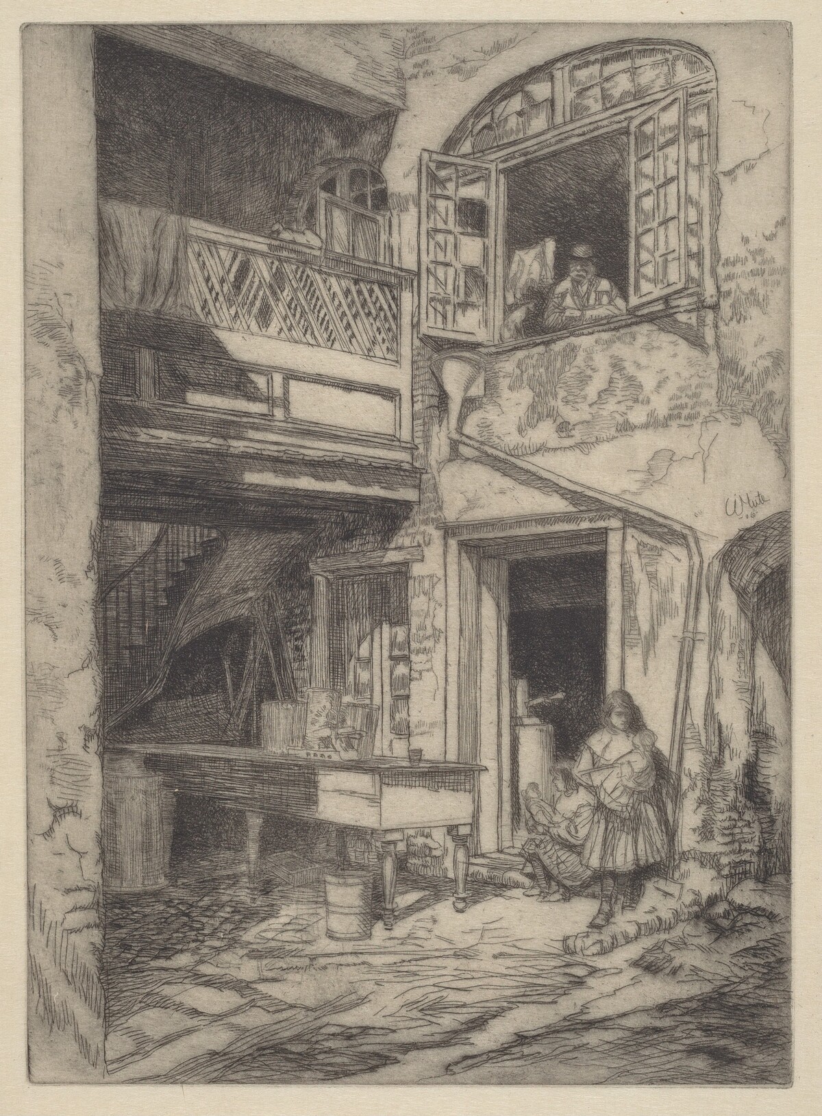 An Old Courtyard (New Orleans) by Charles Henry White