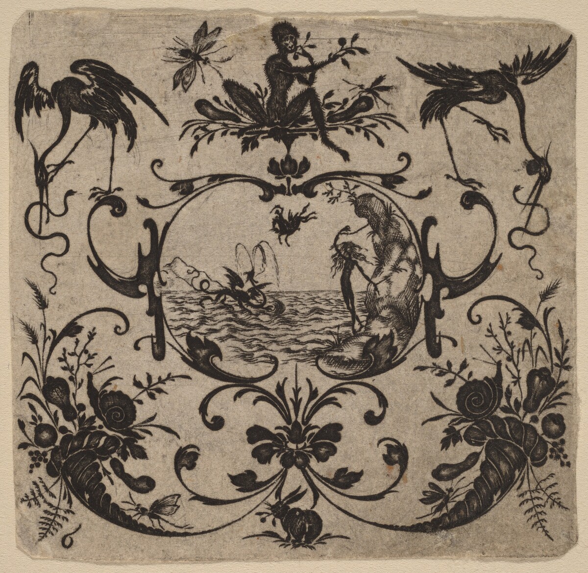 Ornament with Grotesque by Master CR