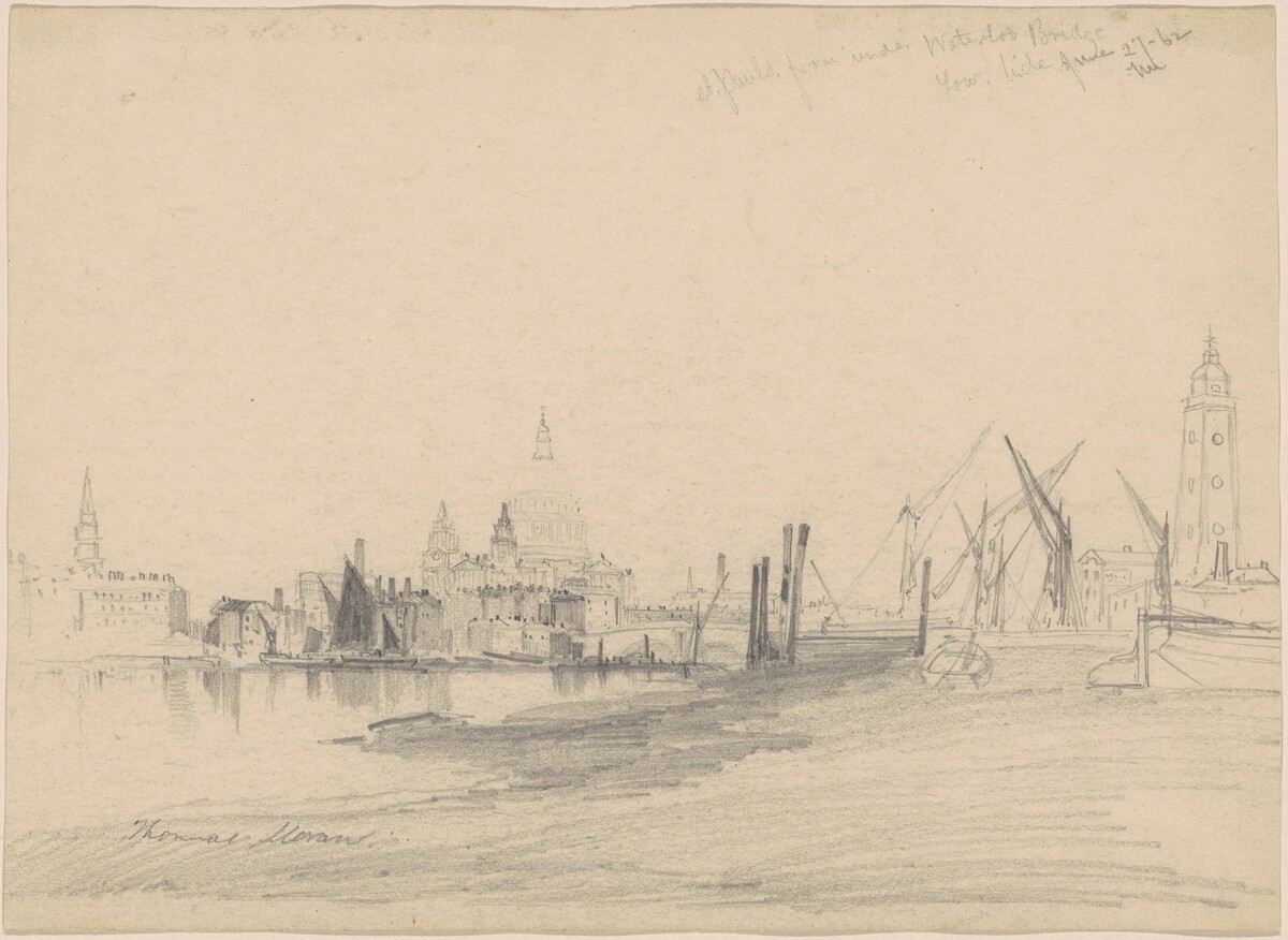 St. Paul's from Under Waterloo Bridge, Low Tide by Thomas Moran