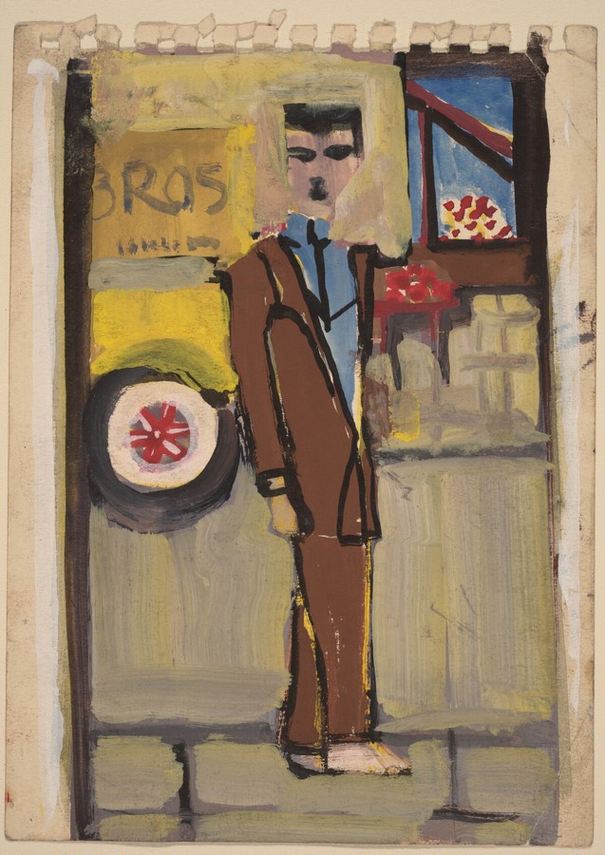Man Wearing a Brown Suit and Standing in an Urban Setting by Mark Rothko