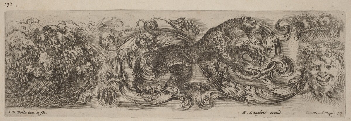 Ornamental Frieze with Leopard by Stefano Della Bella