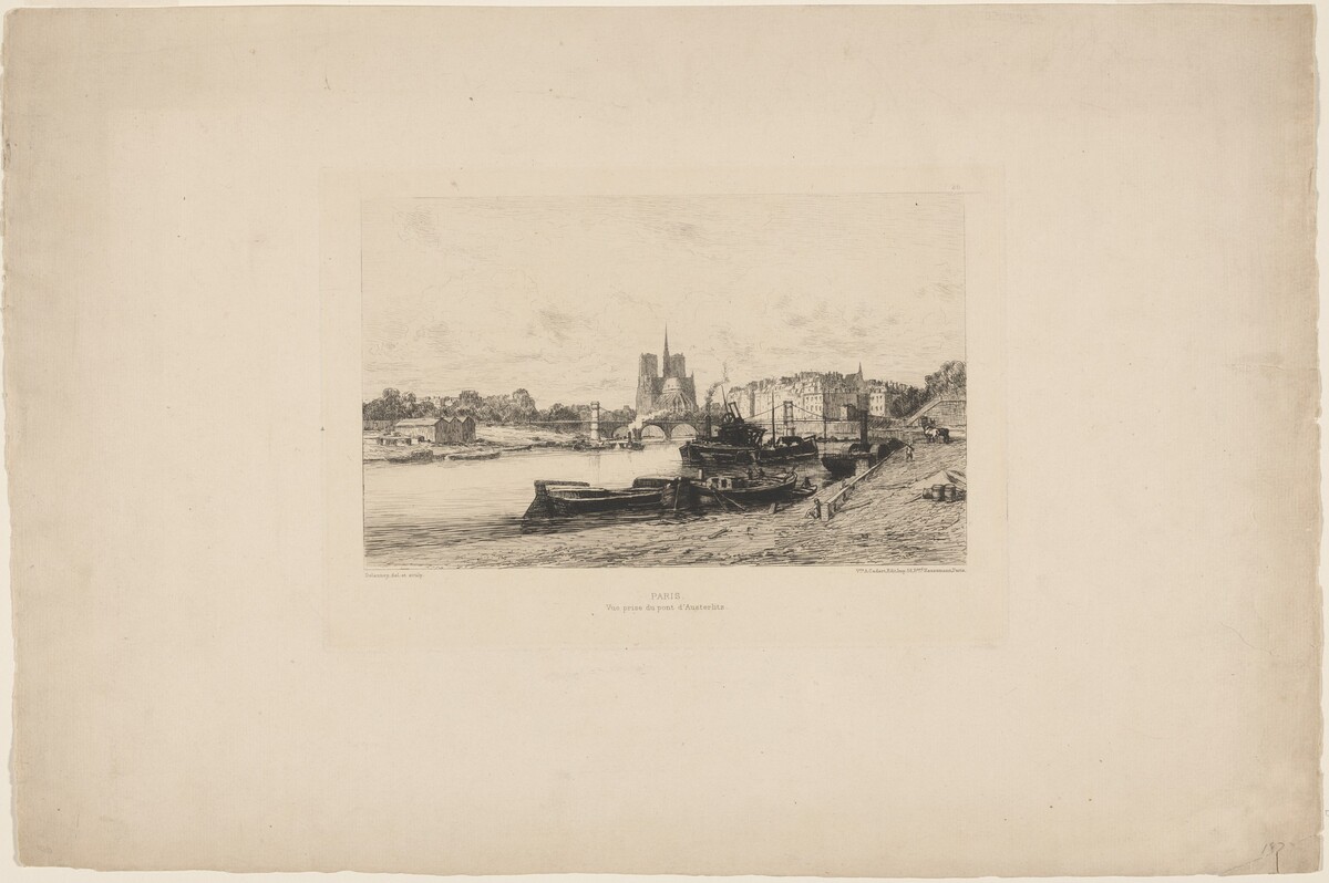 Paris: Vue prise du pont d'Austerlitz (Paris: View Taken from the Pont d'Austerlitz) by Alfred-Alexandre Delauney