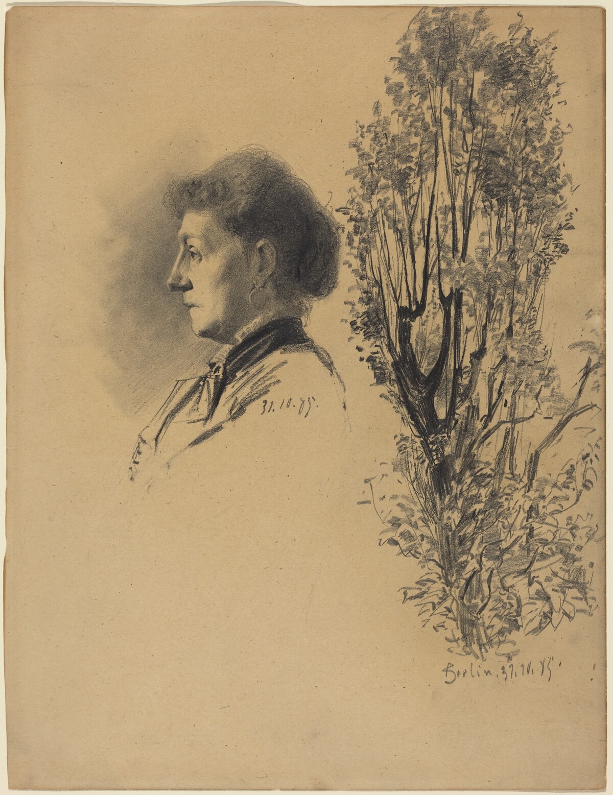 A Woman in Profile and a Pollard Tree in Bloom by Melchior Lechter