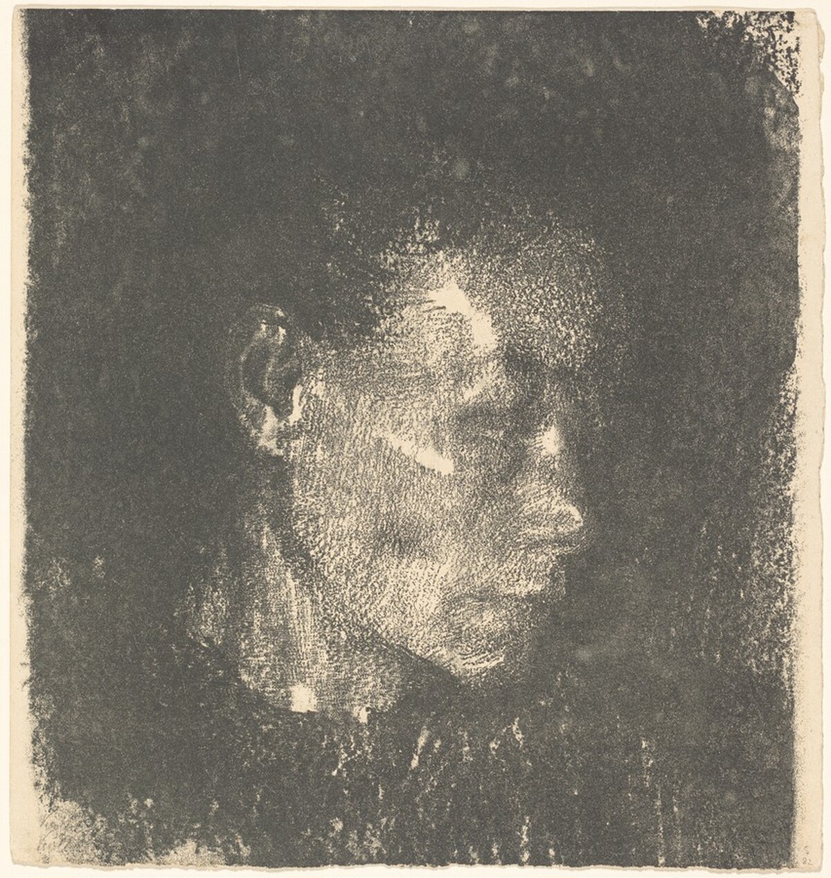 Head of a Working Class Woman in Three Quarter Profile to the Right (Kopf einer Arbeiterfrau im dreivertelprofil nach Rechts) by Käthe Kollwitz