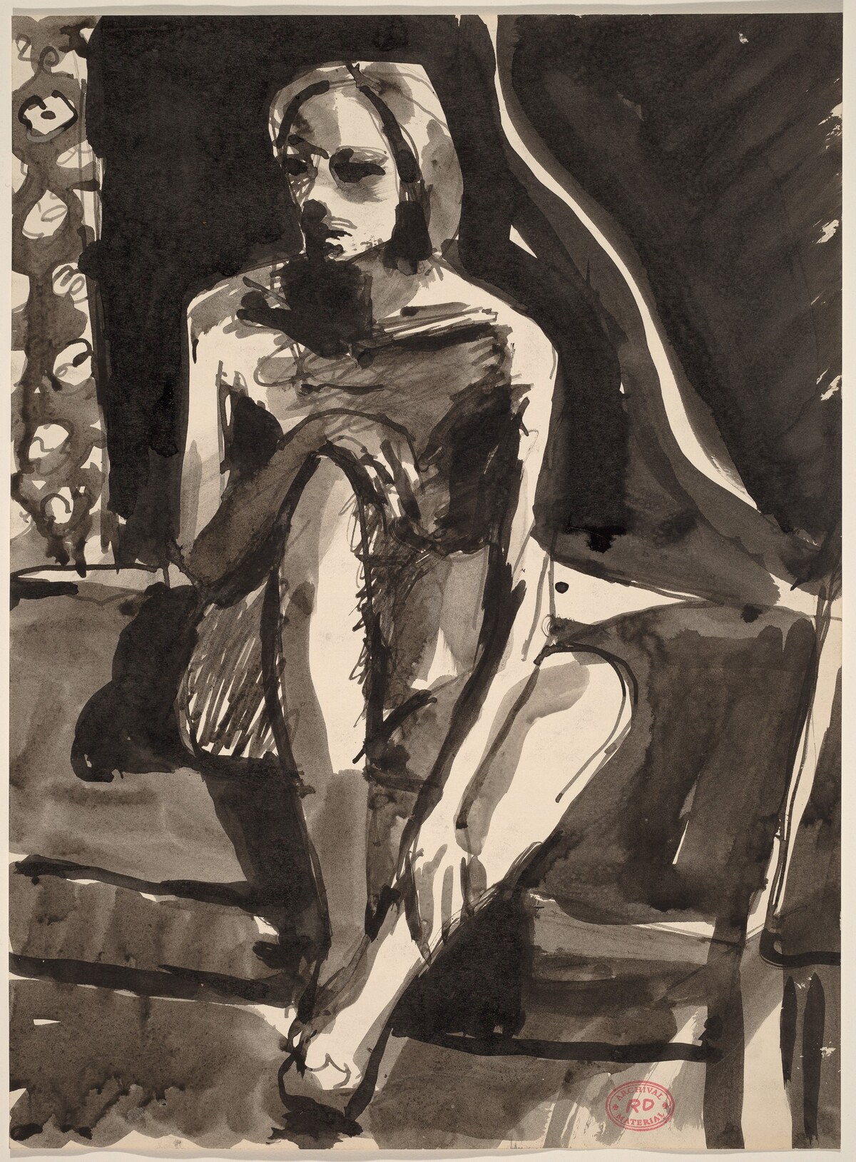 Untitled [seated nude holding her knee and shin] by Richard Diebenkorn