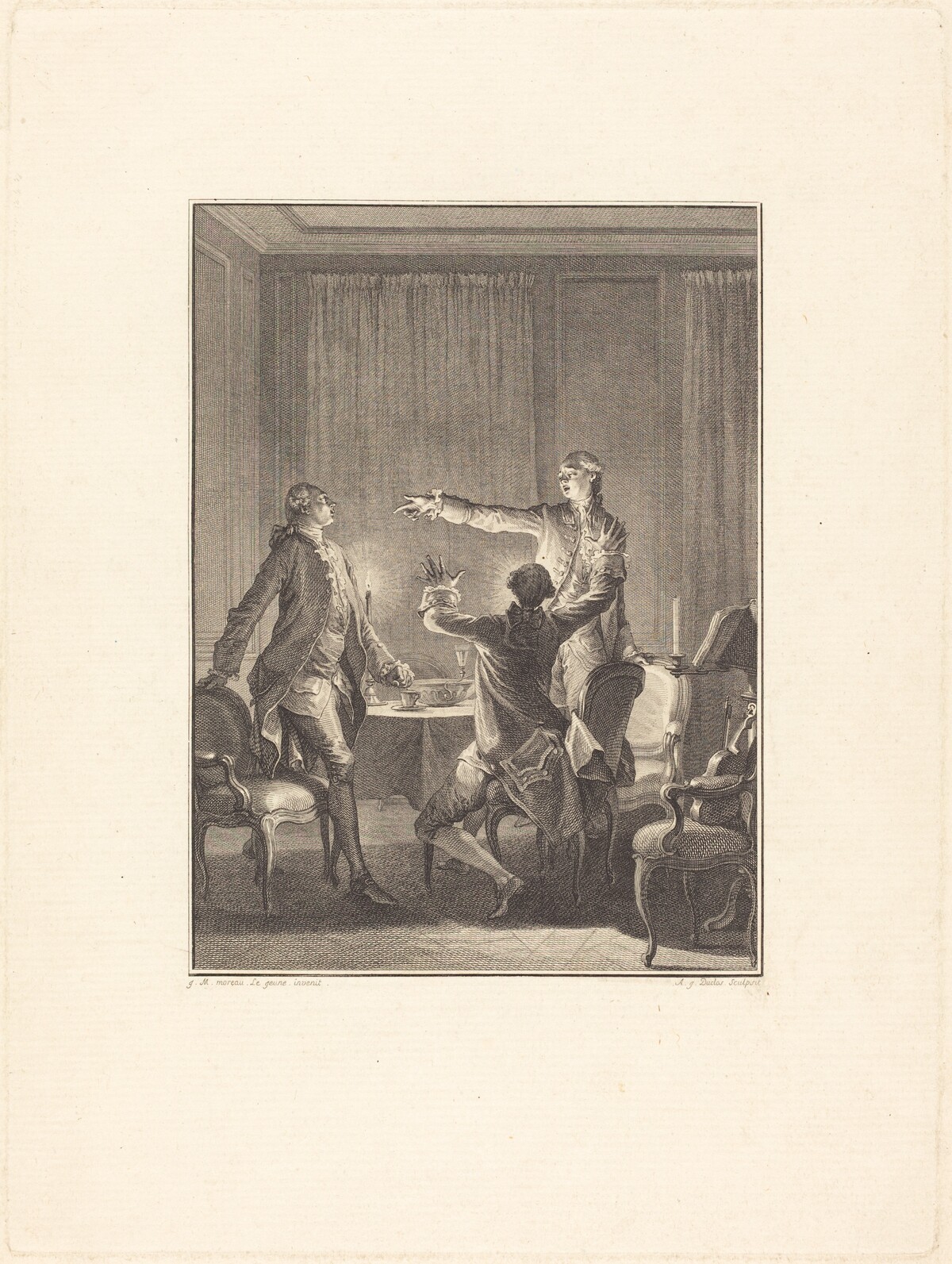 La Provocation by Antoine-Jean Duclos after Jean-Michel Moreau