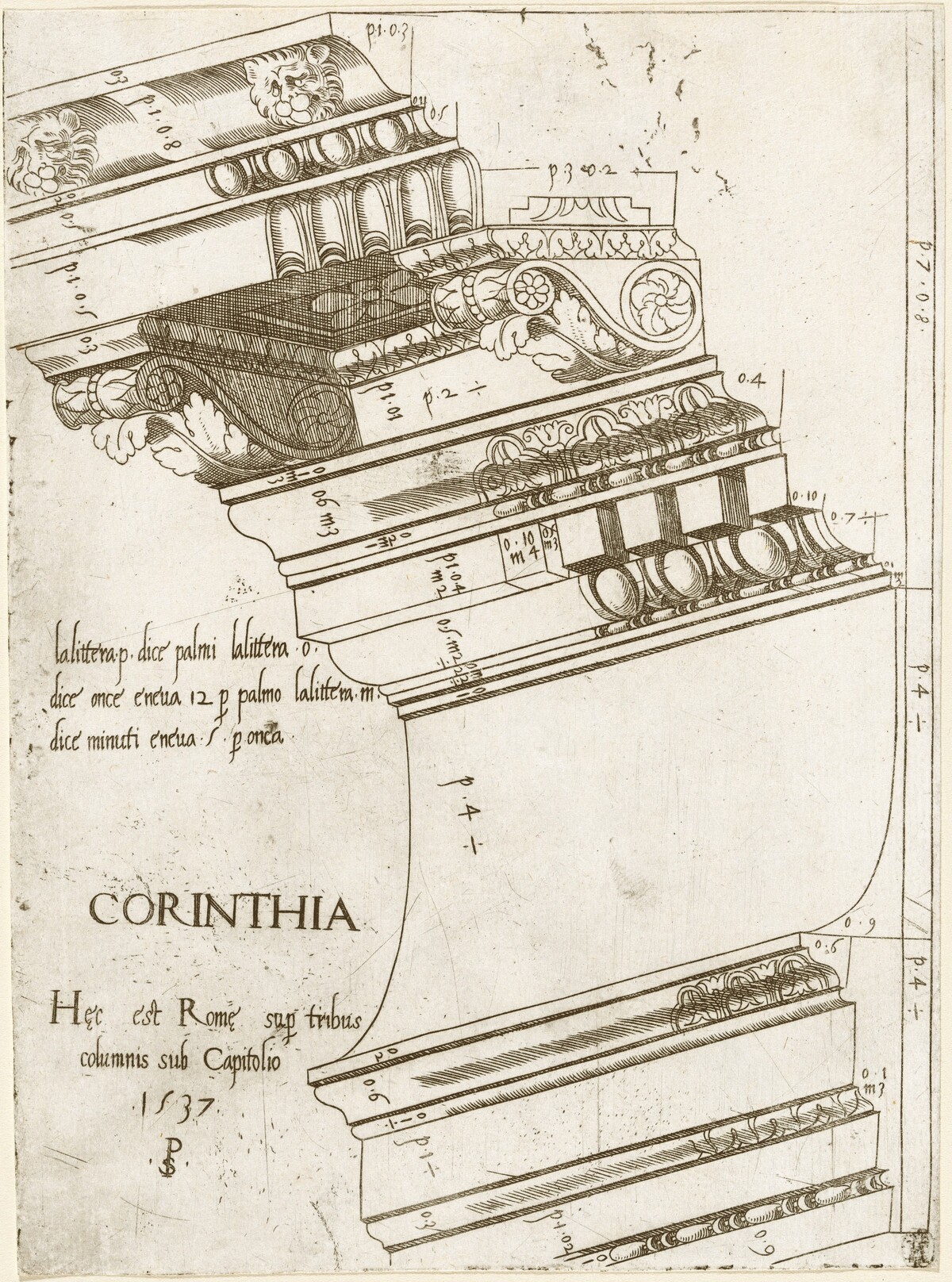 Entablature from the Temple of Vespasian, Rome by Master PS