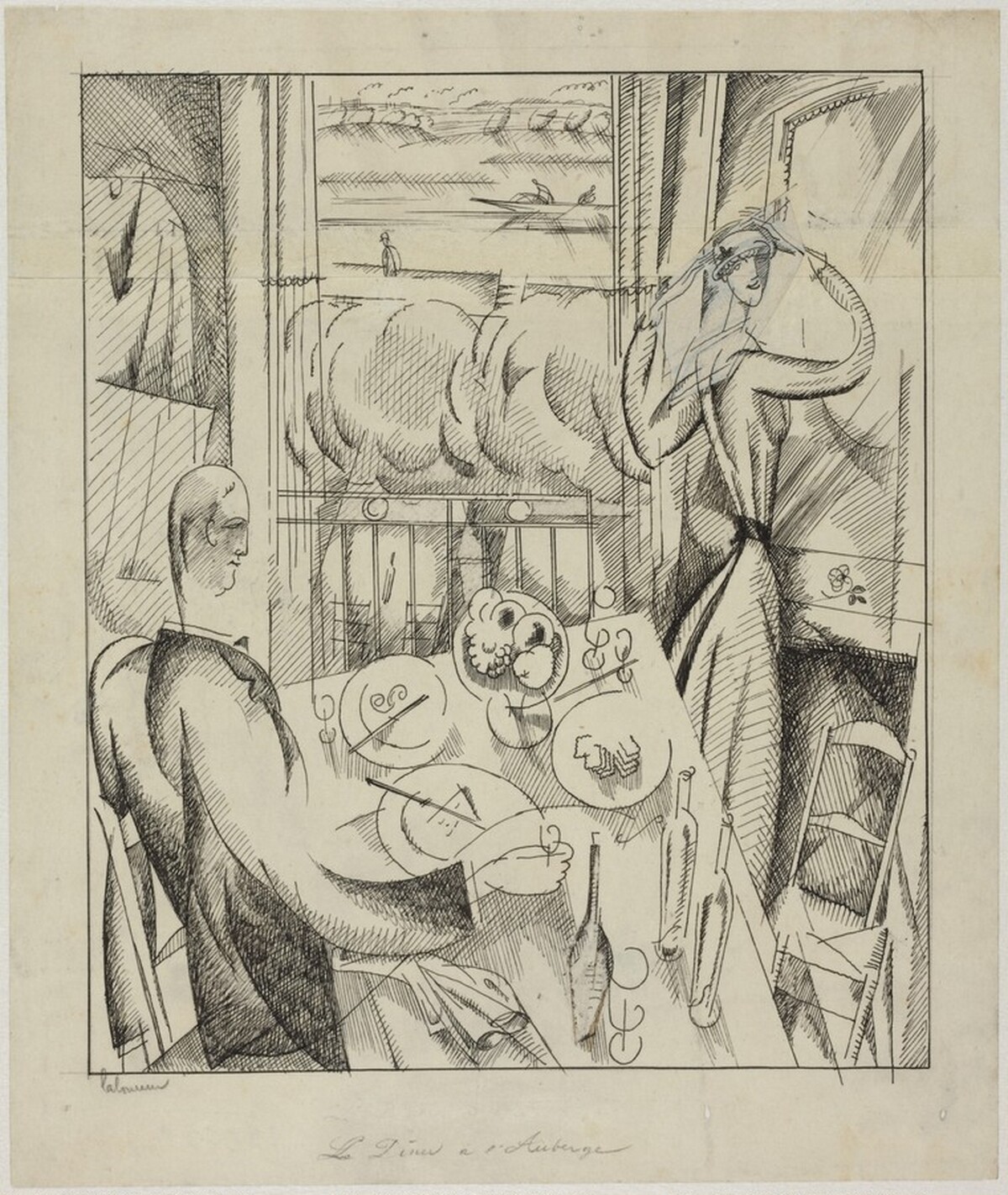 Le Dîner à l'auberge by Jean-Émile Laboureur