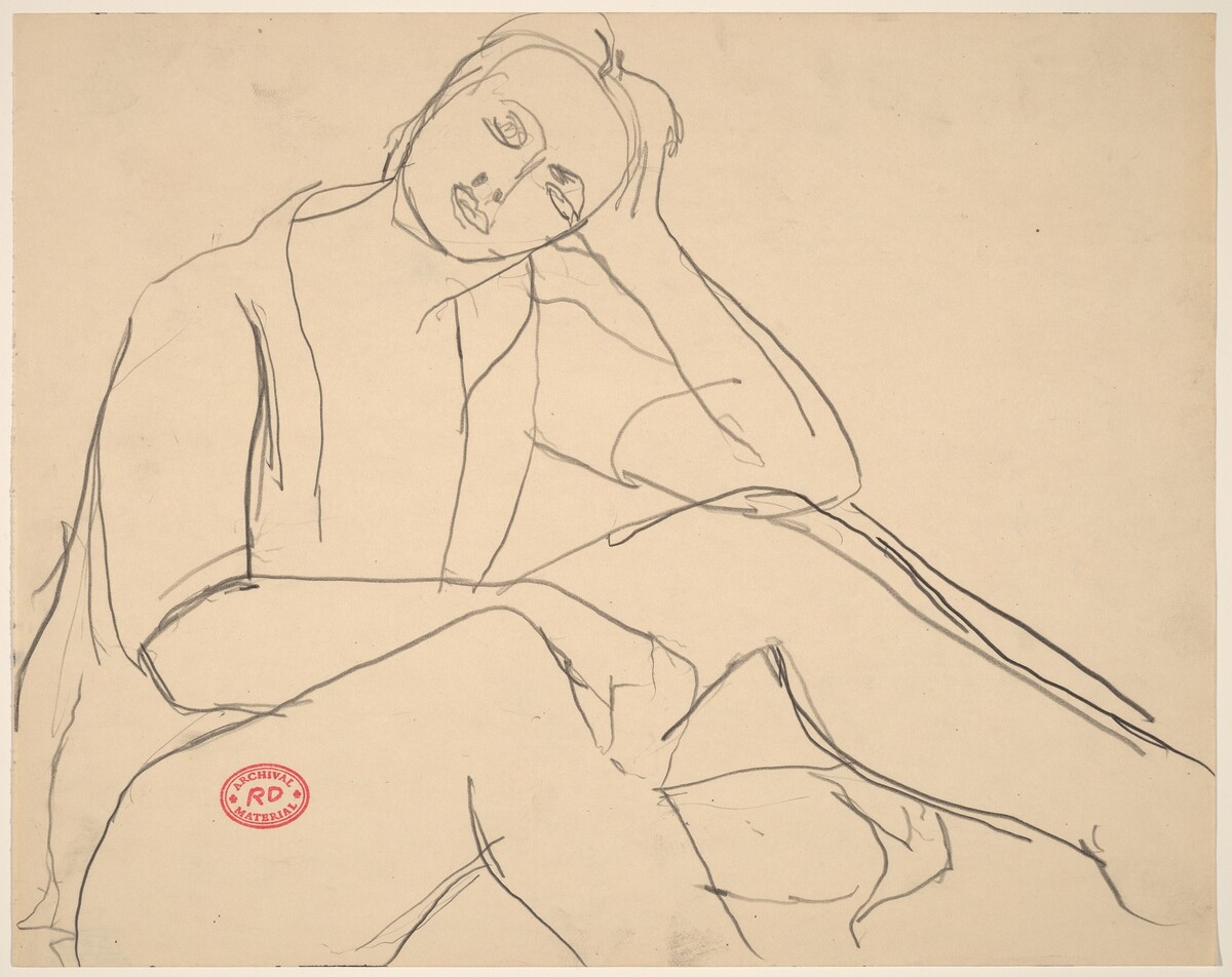 Untitled [seated woman leaning her head on her left hand] by Richard Diebenkorn