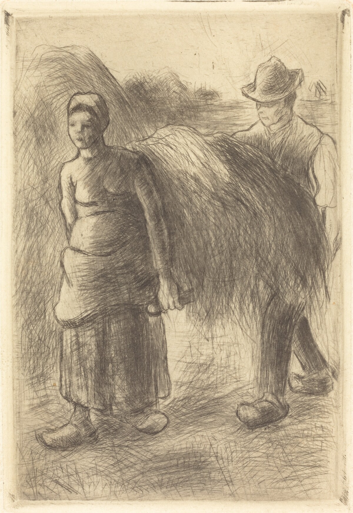 Peasants Carrying Hay (Paysans portant du foin) by Camille Pissarro