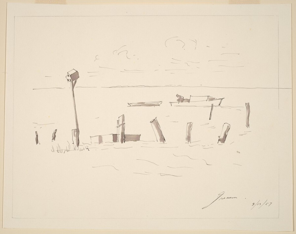 Pilings and Boats by Donald Carlisle Greason