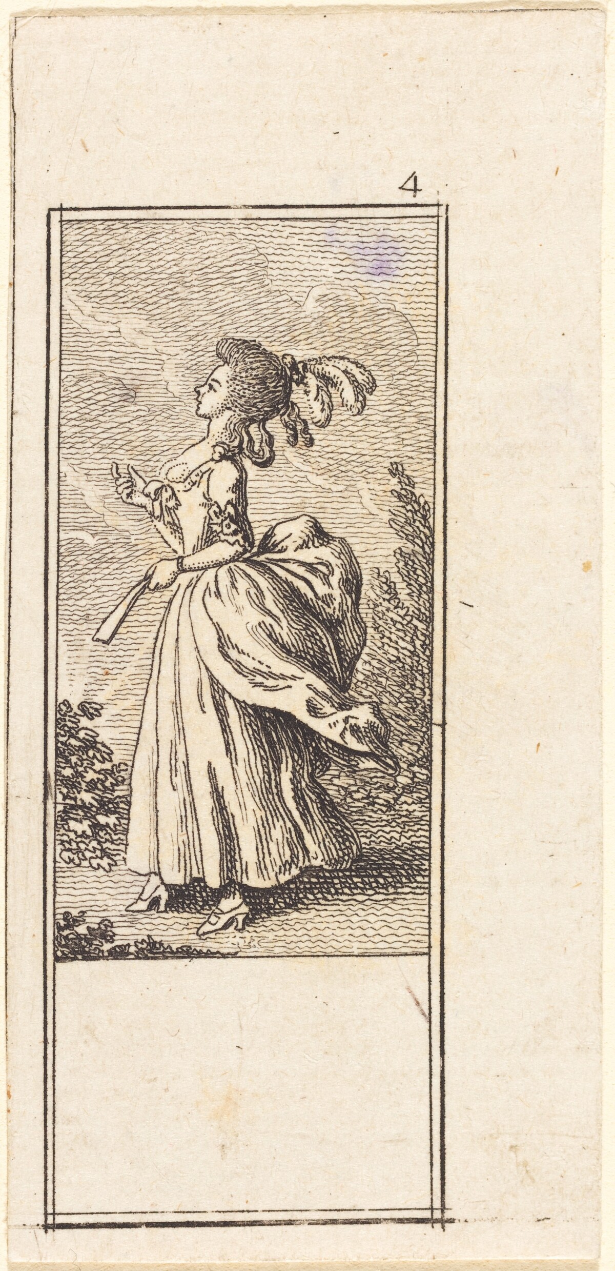 Girl with Fan, Facing Left by Daniel Nikolaus Chodowiecki