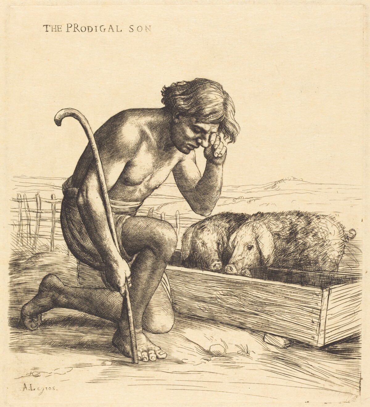 The Prodigal Son, 1st plate (L'enfant prodigue) by Alphonse Legros