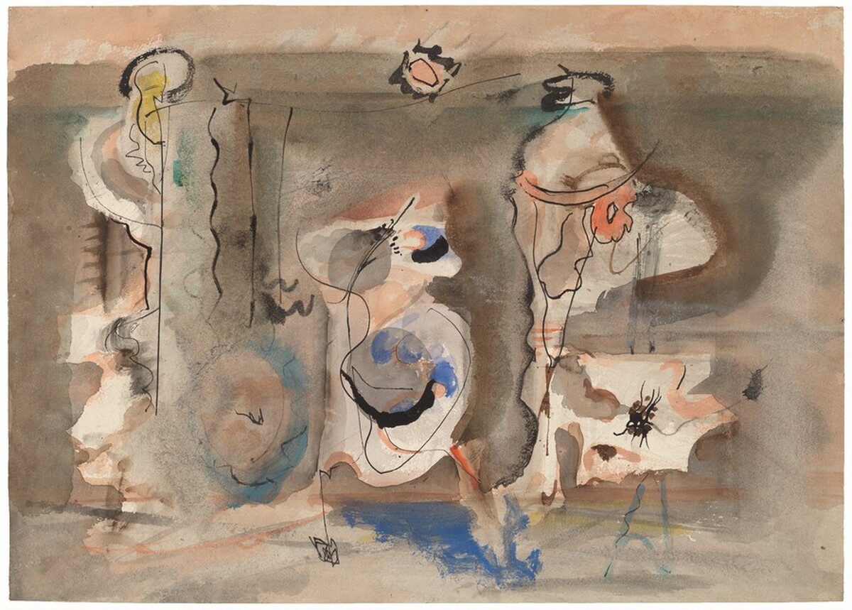 Abstract Composition in Brown, Green, Blue, Black, and Orange [recto] by Mark Rothko