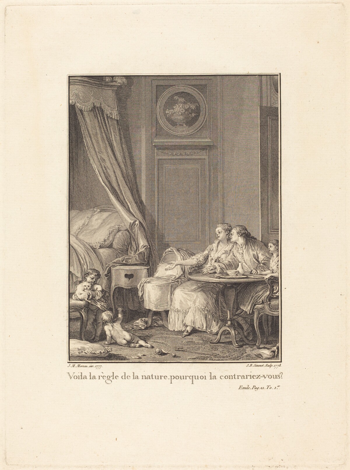 Voilà la règle de la nature, pourquoi la contrariez-vous? by Jean-Baptiste Blaise Simonet after Jean-Michel Moreau