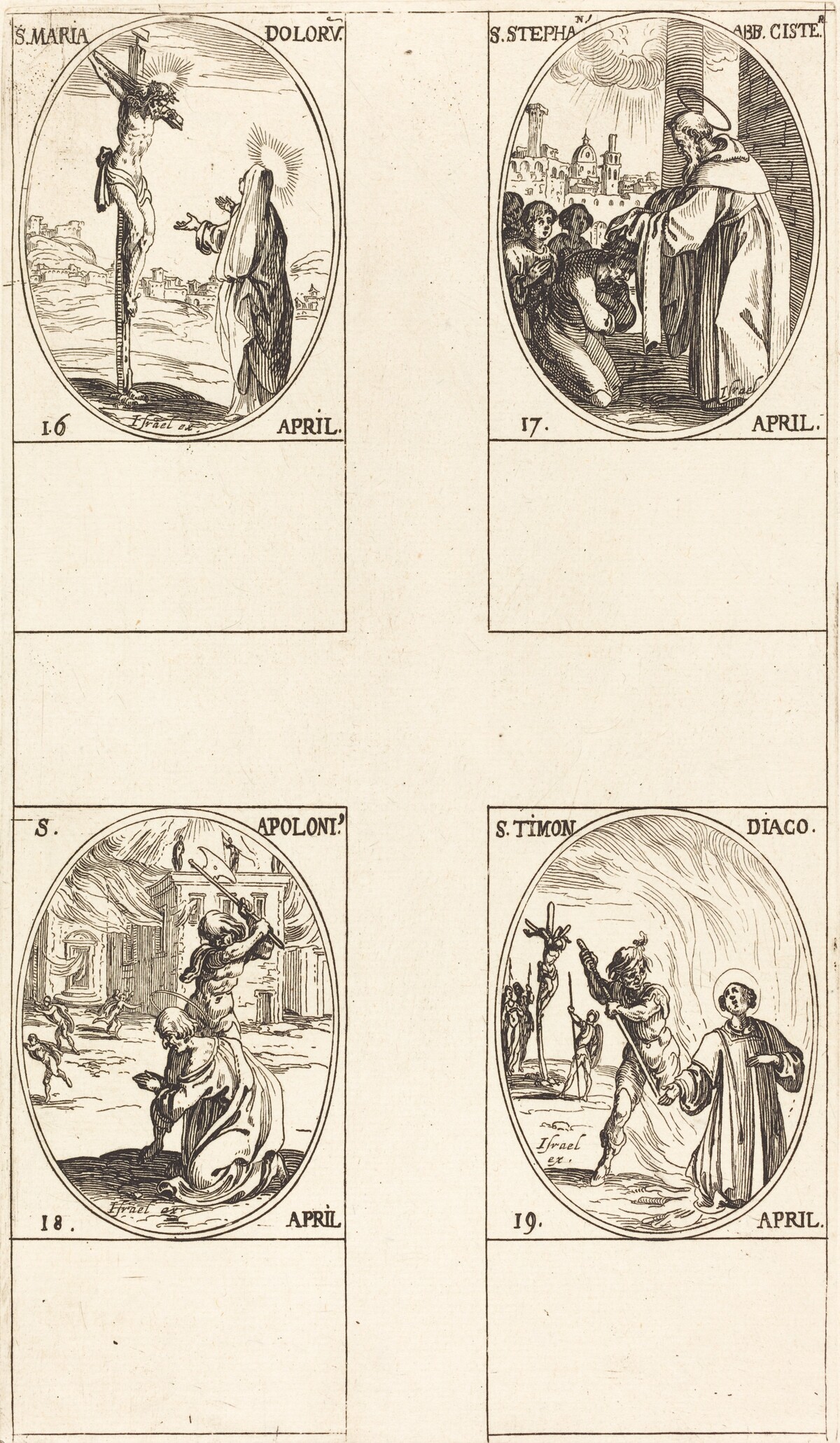 St. Maria Doloru; St. Stephen, Abbot; St. Apoloni; St. Timon by Jacques Callot