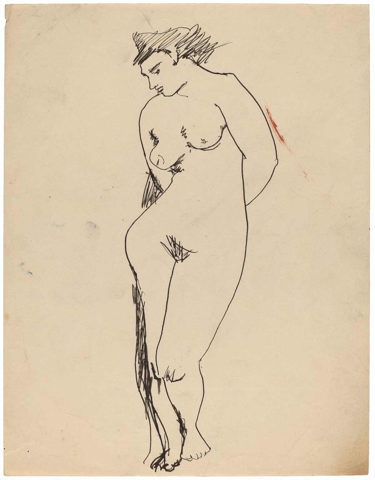 Standing Female Nude Gazing Down, Hands Clasped Behind Back by Mark Rothko