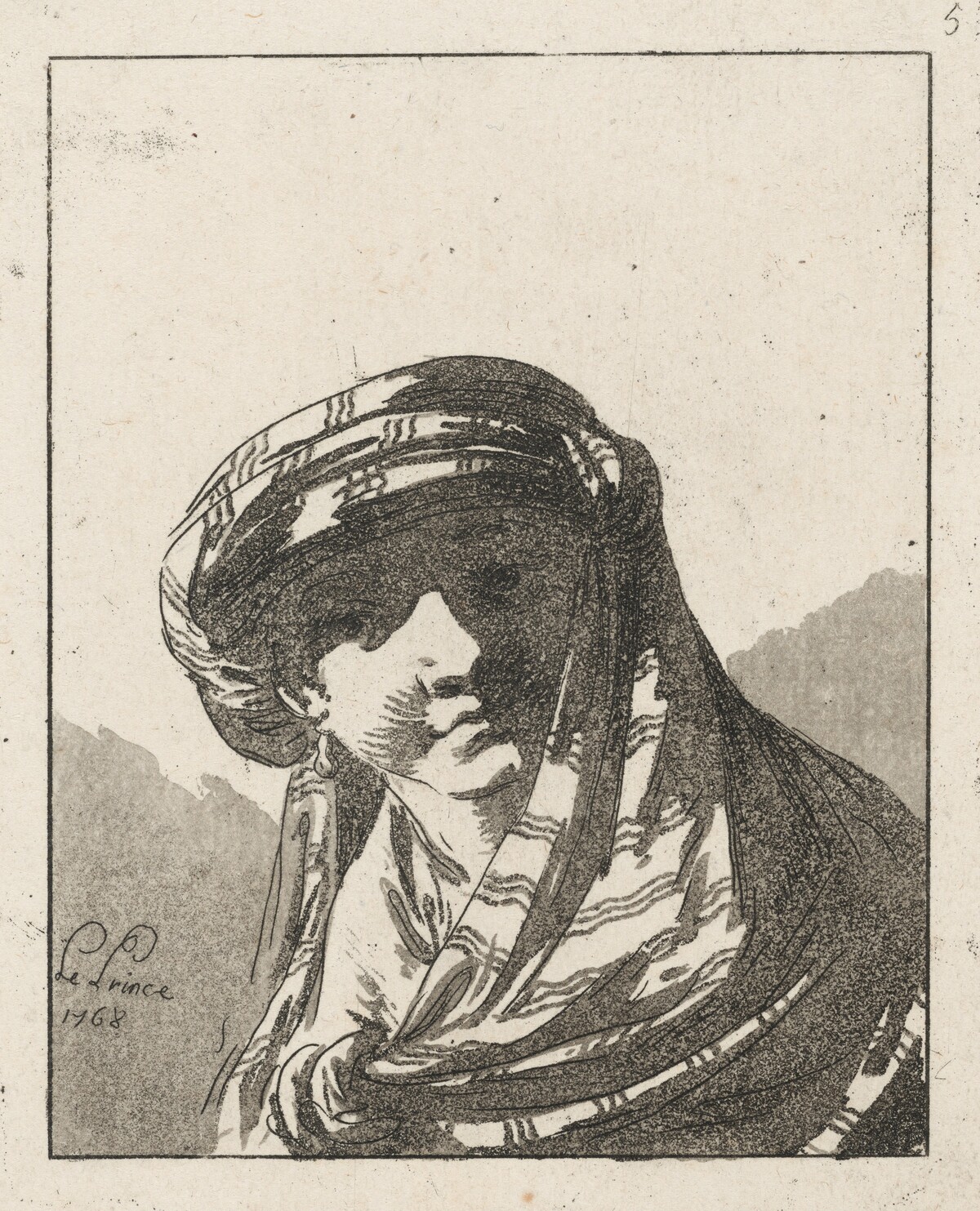 Head of a Young Woman by Jean-Baptiste Le Prince